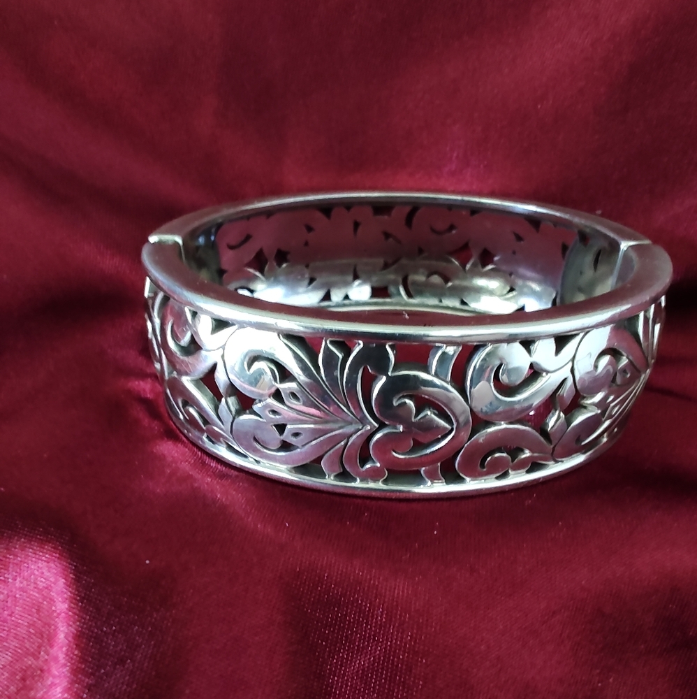 Brighton Silver Filigree Clamper Bangle Like New